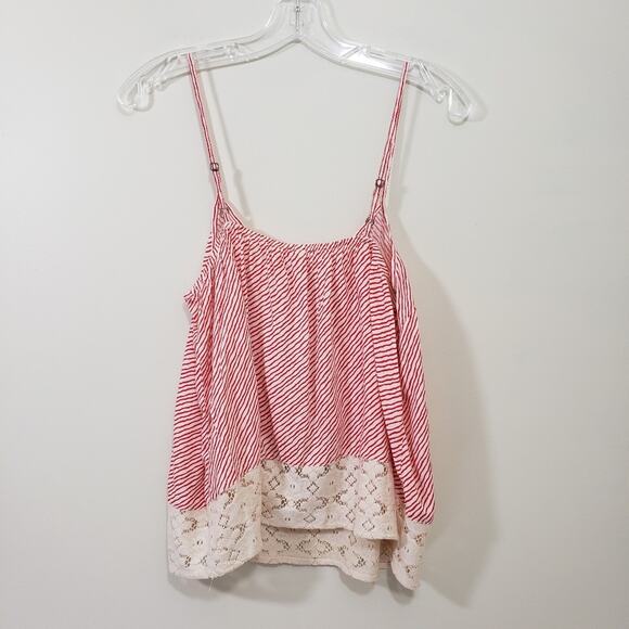 Red Camel NWT striped embroidered lace trim front tank top woman's size large - Picture 6 of 9